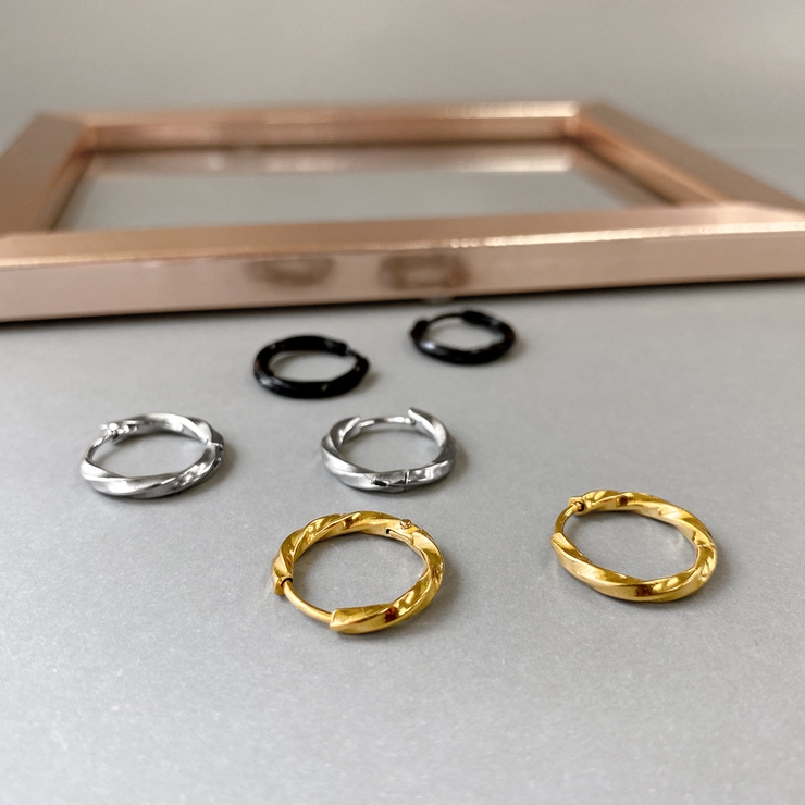 ツイストワンタッチステンレスフープピアス 両耳用 サージカルステンレス | FACION | 詳細画像4 