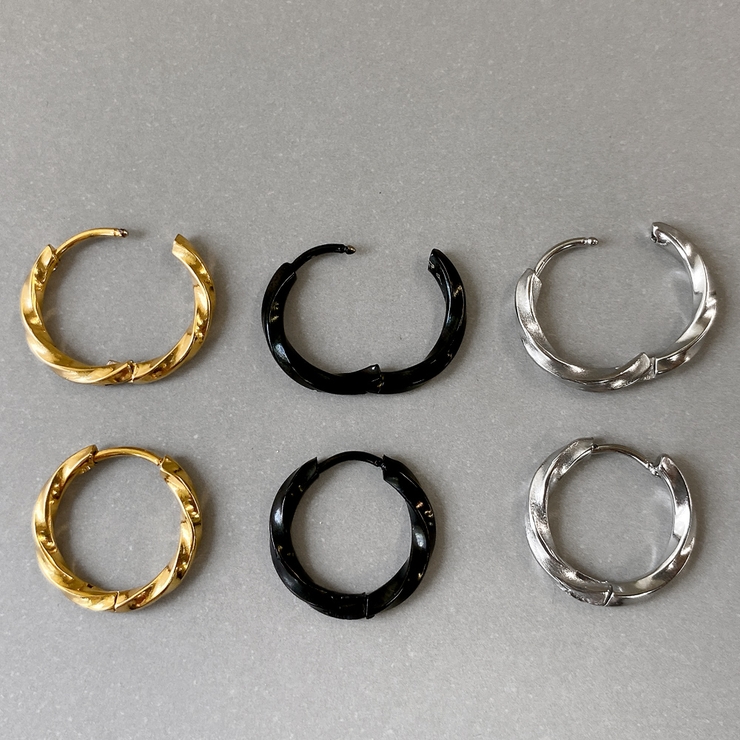 ツイストワンタッチステンレスフープピアス 両耳用 サージカルステンレス | FACION | 詳細画像5 