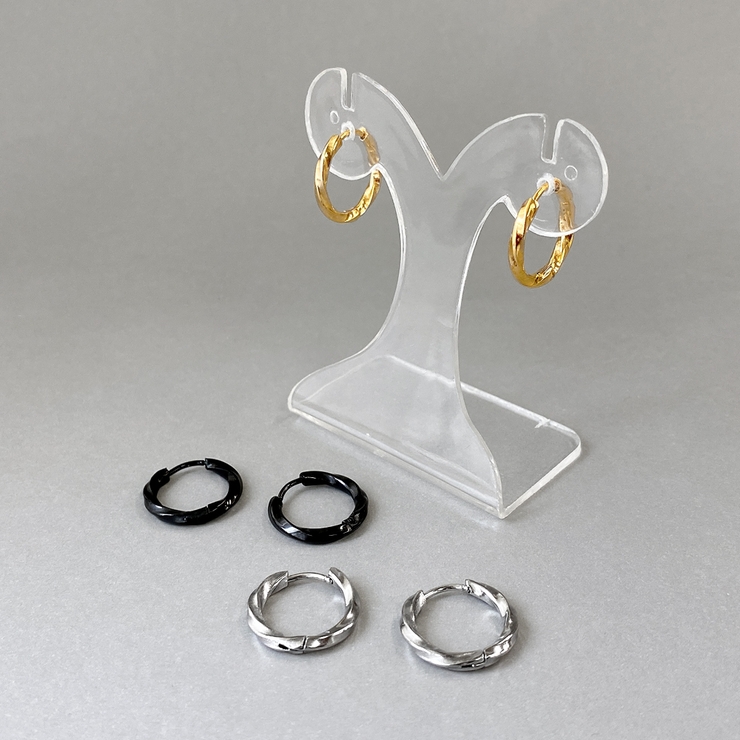 ツイストワンタッチステンレスフープピアス 両耳用 サージカルステンレス | FACION | 詳細画像6 