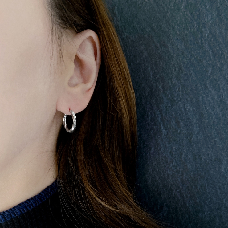 ツイストワンタッチステンレスフープピアス 両耳用 サージカルステンレス | FACION | 詳細画像8 