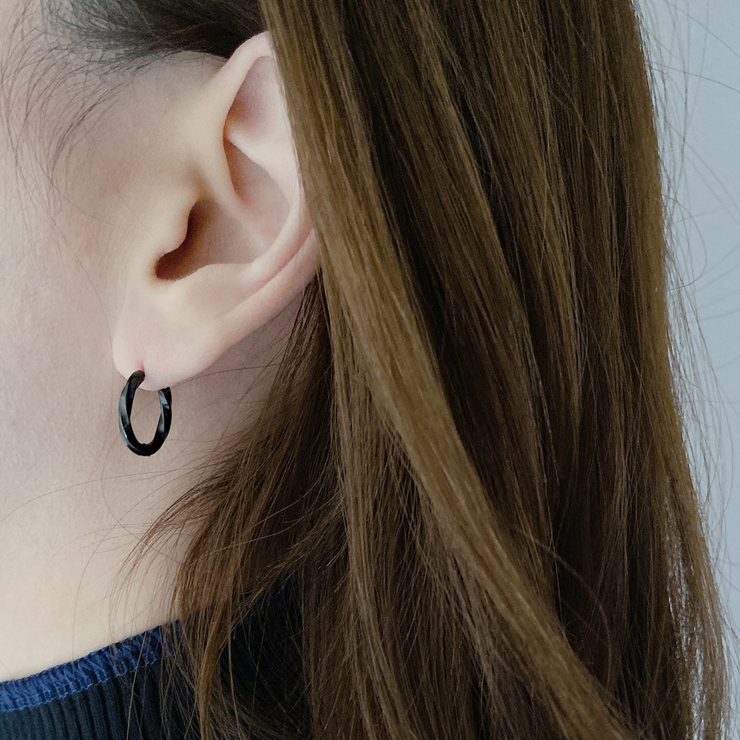 ツイストワンタッチステンレスフープピアス 両耳用 サージカルステンレス | FACION | 詳細画像13 