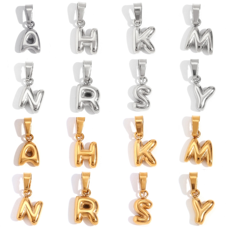 イニシャルモチーフステンレスネックレス アルファベット ペンダント | FACION | 詳細画像2 