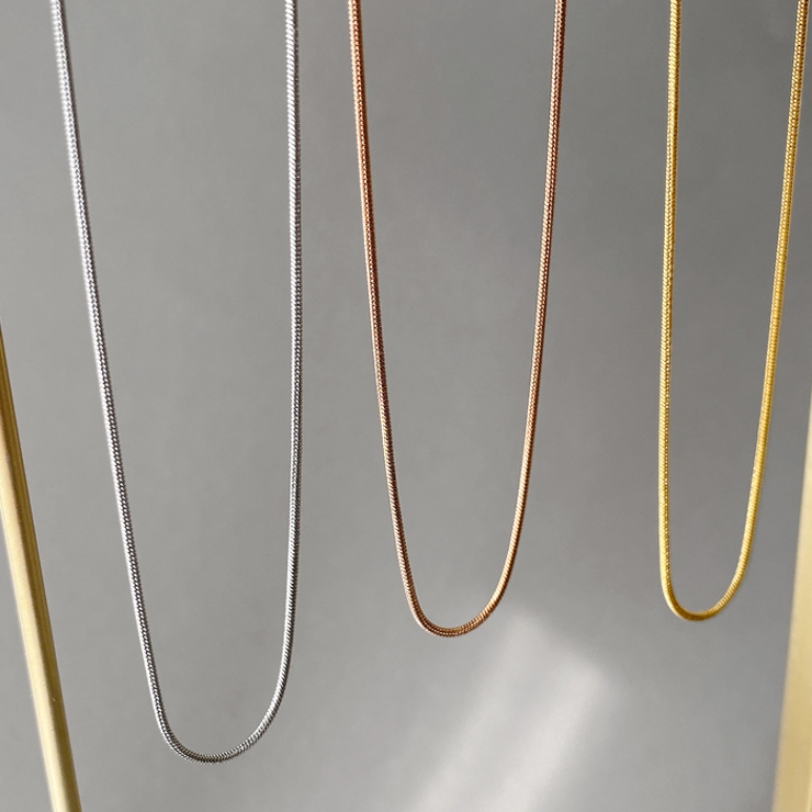 スリムスネークチェーンステンレスネックレス サージカルステンレス レディース | FACION | 詳細画像3 