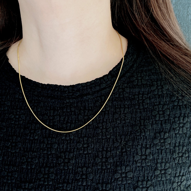 スリムスネークチェーンステンレスネックレス サージカルステンレス レディース | FACION | 詳細画像7 