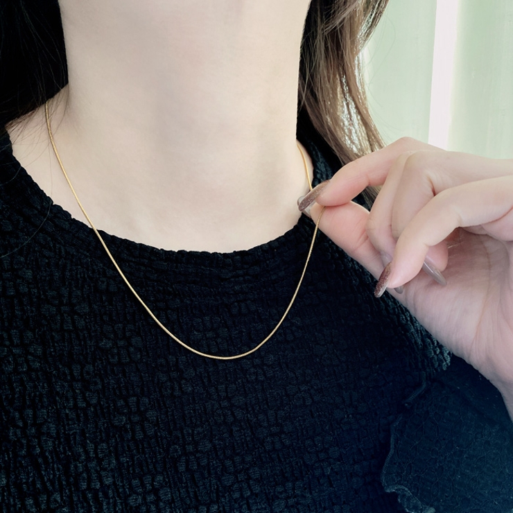 スリムスネークチェーンステンレスネックレス サージカルステンレス レディース | FACION | 詳細画像8 