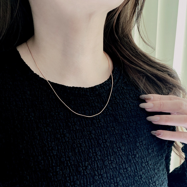 スリムスネークチェーンステンレスネックレス サージカルステンレス レディース | FACION | 詳細画像9 