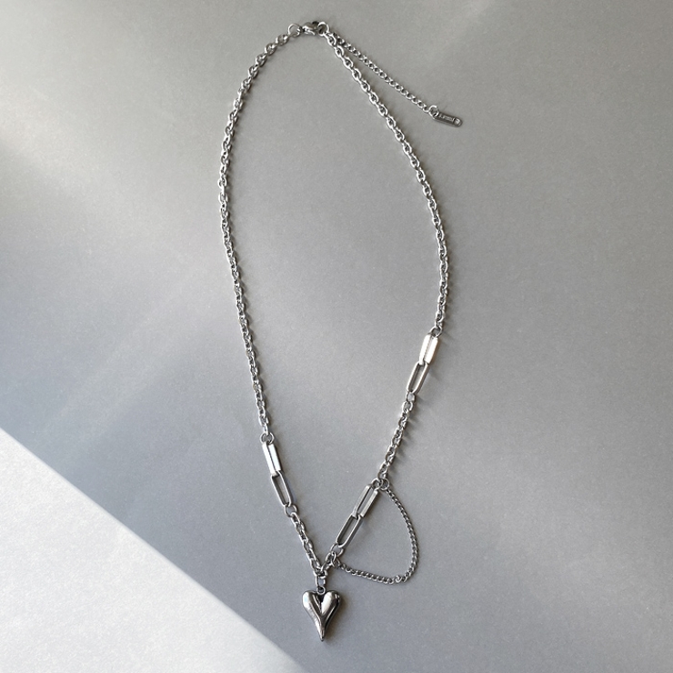 シルバー | ハートデザインチェーンステンレスネックレス サージカルステンレス | FACION