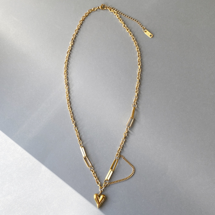 ゴールド | ハートデザインチェーンステンレスネックレス サージカルステンレス | FACION