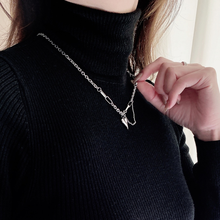 ハートデザインチェーンステンレスネックレス サージカルステンレス | FACION | 詳細画像7 