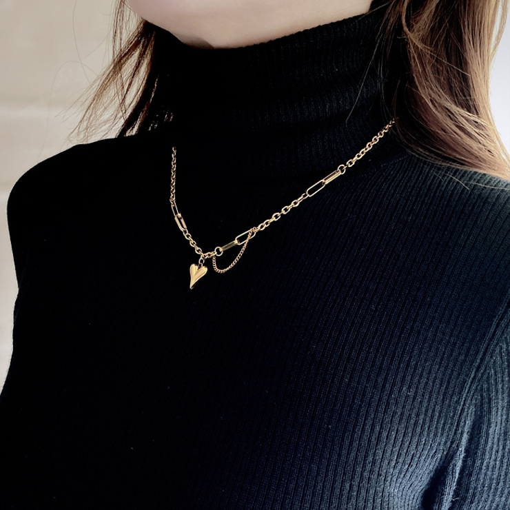 ハートデザインチェーンステンレスネックレス サージカルステンレス | FACION | 詳細画像9 