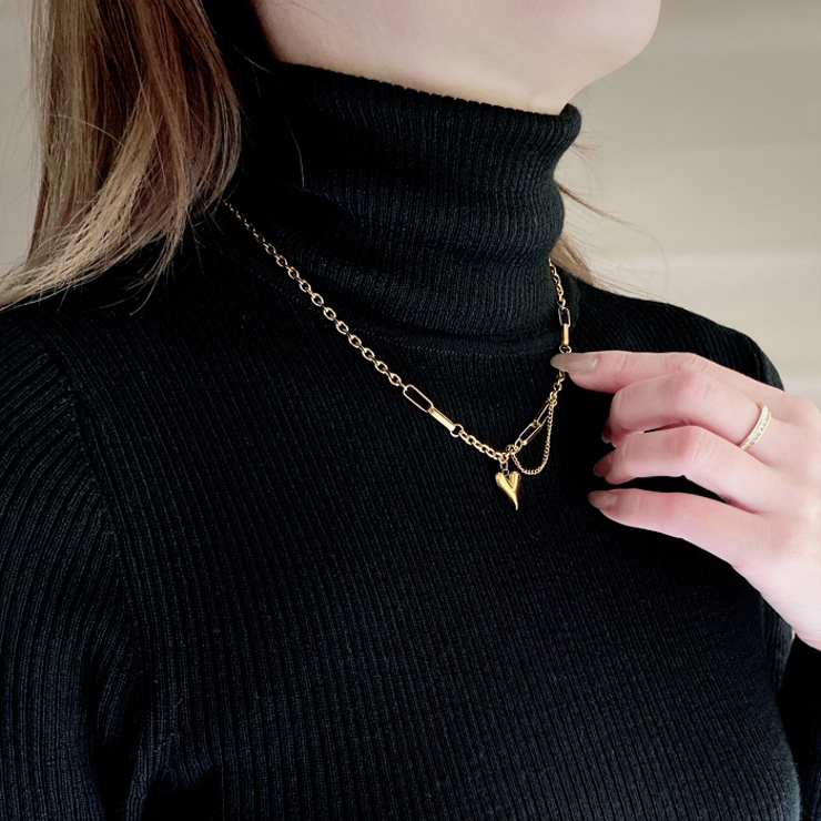 ハートデザインチェーンステンレスネックレス サージカルステンレス | FACION | 詳細画像10 