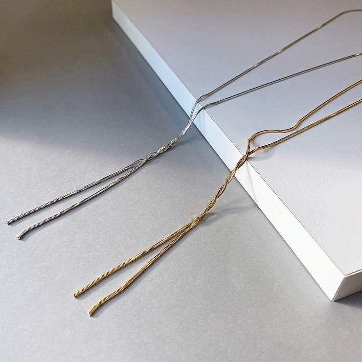 ツイストY字ステンレスロングネックレス SUS316L レディース | FACION | 詳細画像2 