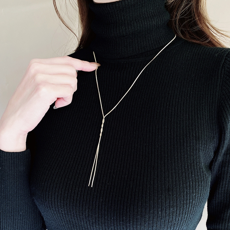 ツイストY字ステンレスロングネックレス SUS316L レディース | FACION | 詳細画像5 