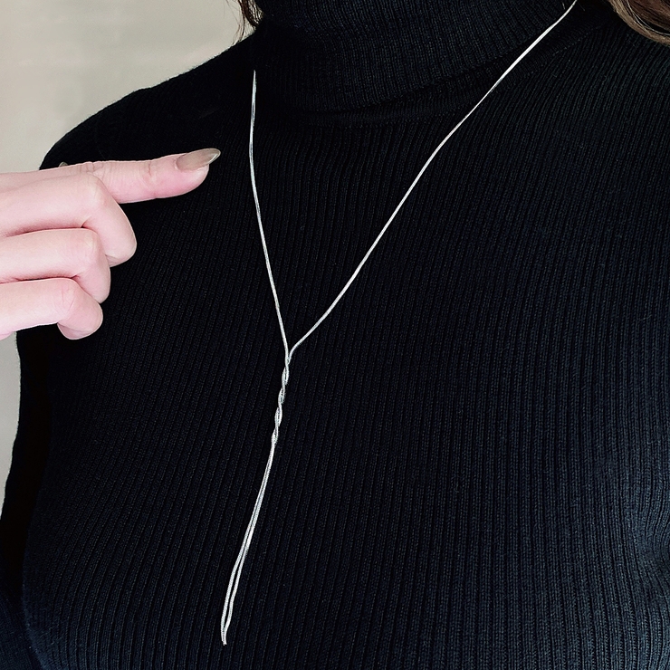 ツイストY字ステンレスロングネックレス SUS316L レディース | FACION | 詳細画像8 