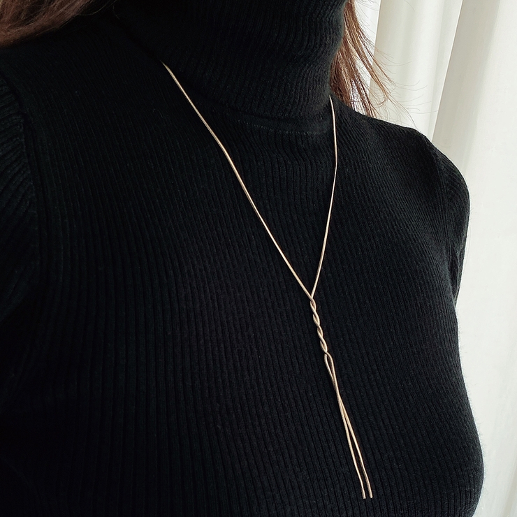 ツイストY字ステンレスロングネックレス SUS316L レディース | FACION | 詳細画像9 