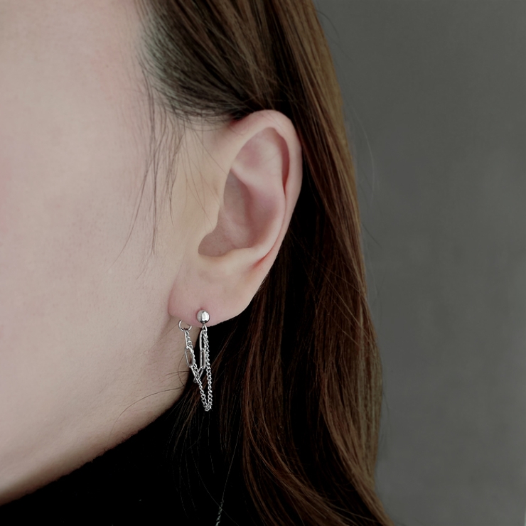 2連フープチェーンステンレスピアス サージカルステンレス 金属アレルギー対応 | FACION | 詳細画像4 