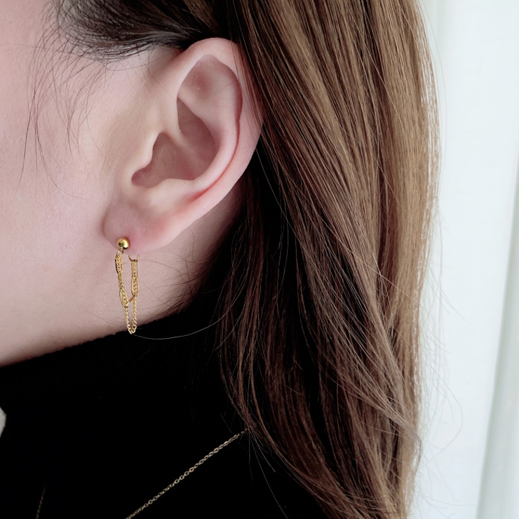 2連フープチェーンステンレスピアス サージカルステンレス 金属アレルギー対応 | FACION | 詳細画像7 