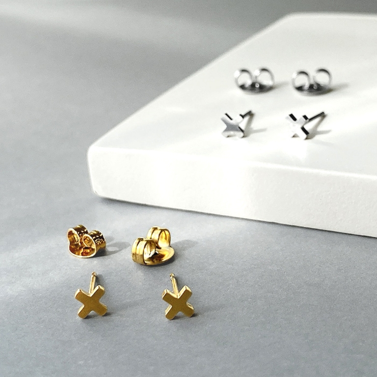 プチクロス十字ステンレスピアス エックス X型 | FACION | 詳細画像1 