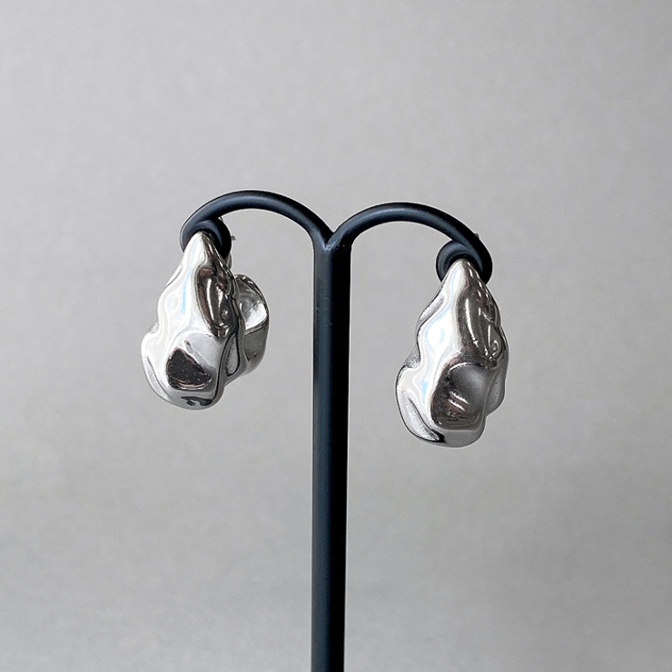 シルバー  | ゆがみL型ステンレスフープピアス サージカルステンレス SUS316L | FACION