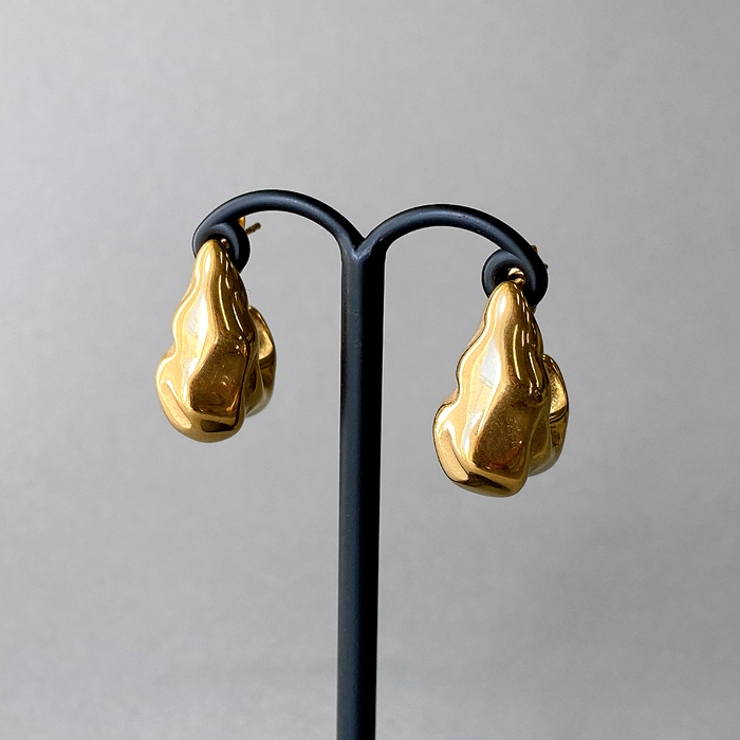 ゴールド | ゆがみL型ステンレスフープピアス サージカルステンレス SUS316L | FACION