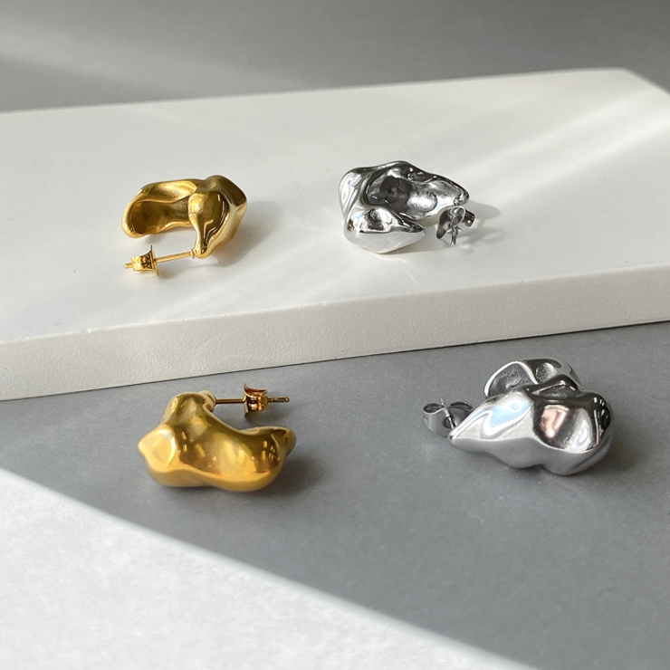 ゆがみL型ステンレスフープピアス サージカルステンレス SUS316L | FACION | 詳細画像2 