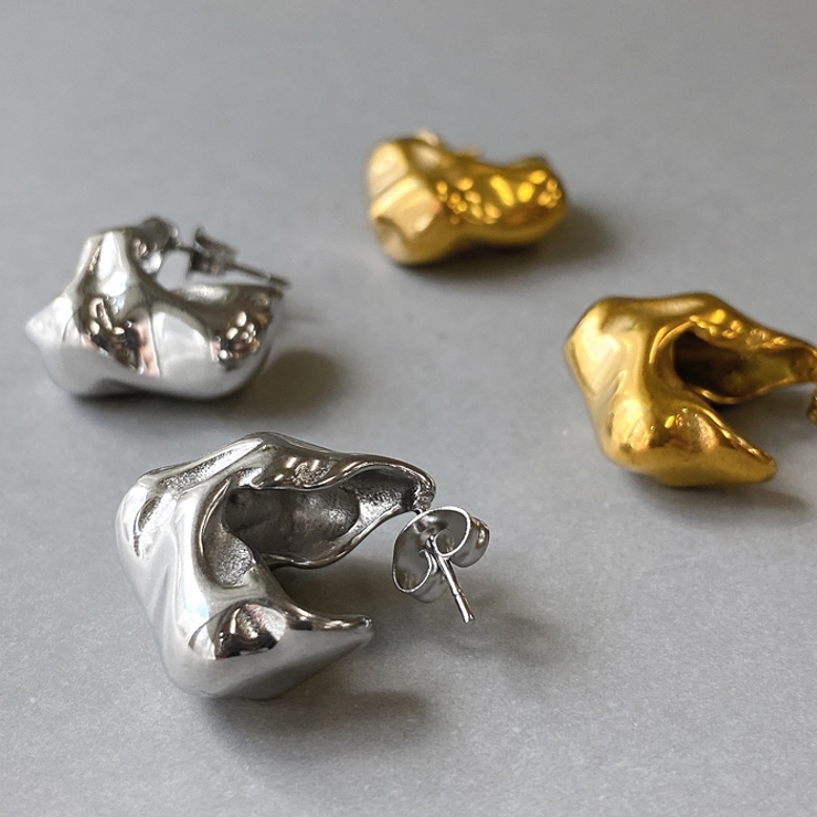 ゆがみL型ステンレスフープピアス サージカルステンレス SUS316L | FACION | 詳細画像4 