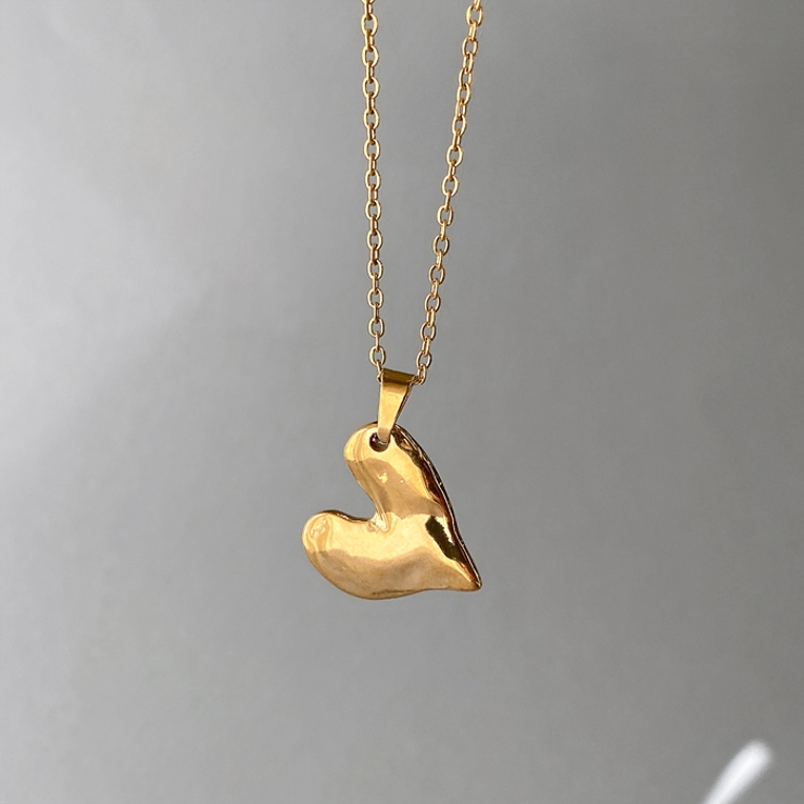 ゴールド | エンボスハートステンレスネックレス ペンダント サージカルステンレス | FACION