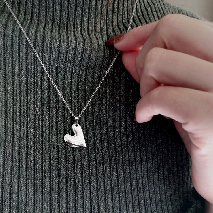 エンボスハートステンレスネックレス ペンダント サージカルステンレス | FACION | 詳細画像8 