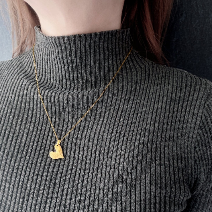 エンボスハートステンレスネックレス ペンダント サージカルステンレス | FACION | 詳細画像9 