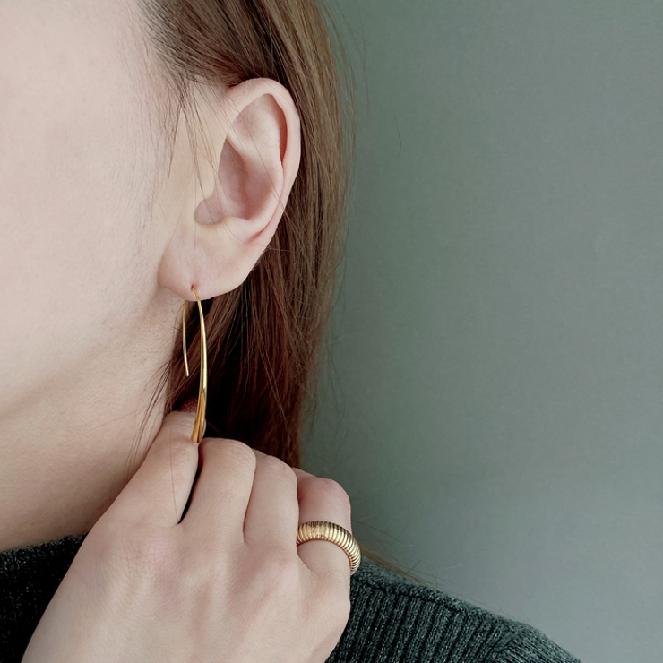 スリムドロップステンレスフックピアス サージカルステンレス つけっぱなし | FACION | 詳細画像8 