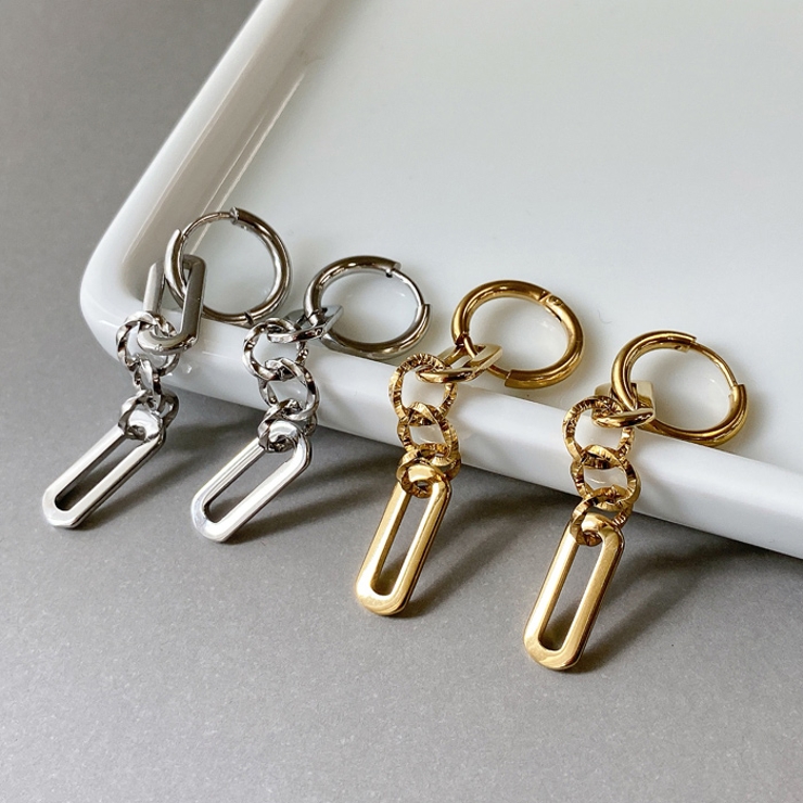 ハングチェーン開閉式ステンレスピアス サージカルステンレス 金属アレルギー対応 | FACION | 詳細画像2 