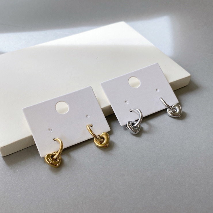 ぷっくりハートステンレスフープピアス サージカルステンレス 金属アレルギー対応 | FACION | 詳細画像3 