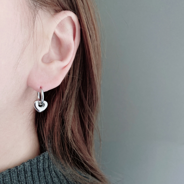 ぷっくりハートステンレスフープピアス サージカルステンレス 金属アレルギー対応 | FACION | 詳細画像6 
