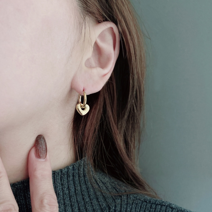 ぷっくりハートステンレスフープピアス サージカルステンレス 金属アレルギー対応 | FACION | 詳細画像7 