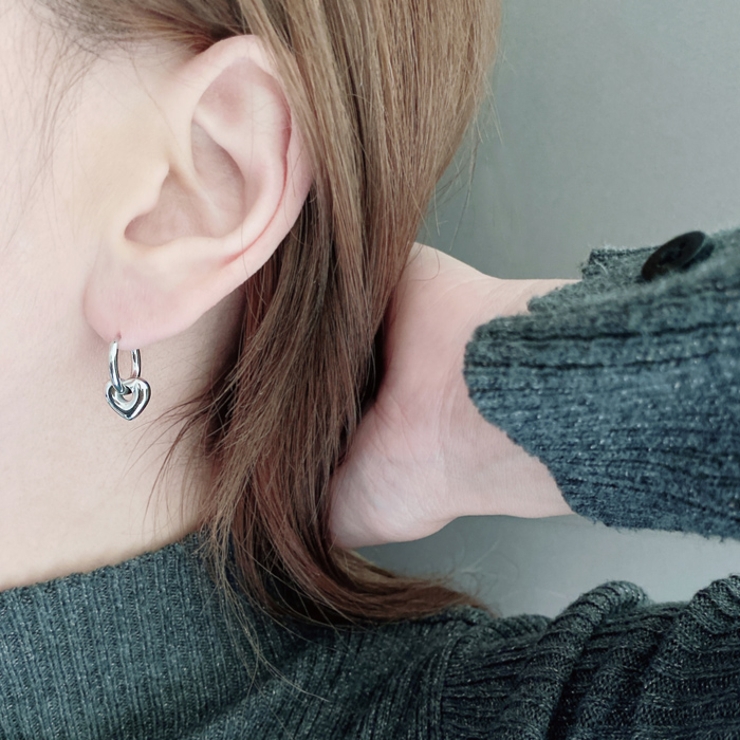 ぷっくりハートステンレスフープピアス サージカルステンレス 金属アレルギー対応 | FACION | 詳細画像8 