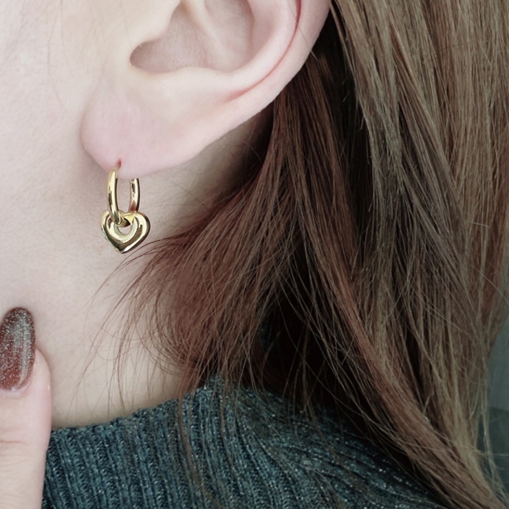 ぷっくりハートステンレスフープピアス サージカルステンレス 金属アレルギー対応 | FACION | 詳細画像9 