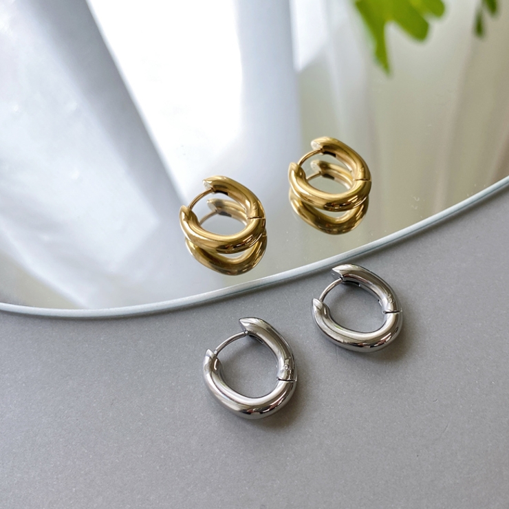 ニュアンスフープステンレスワンタッチピアス サージカルステンレス 金属アレルギー… | FACION | 詳細画像1 