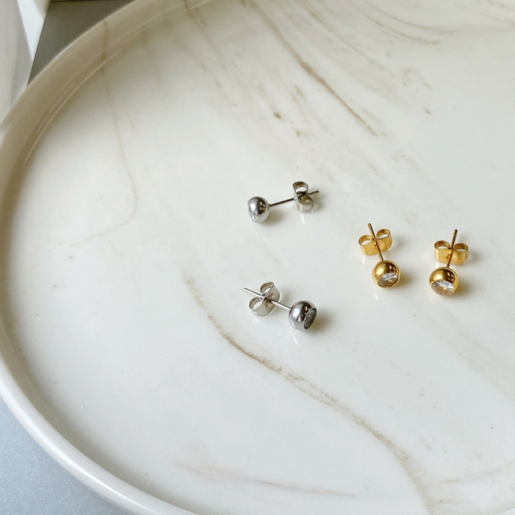 ジルコニアラウンドステンレススタッドピアス ピアス 両耳用 | FACION | 詳細画像3 