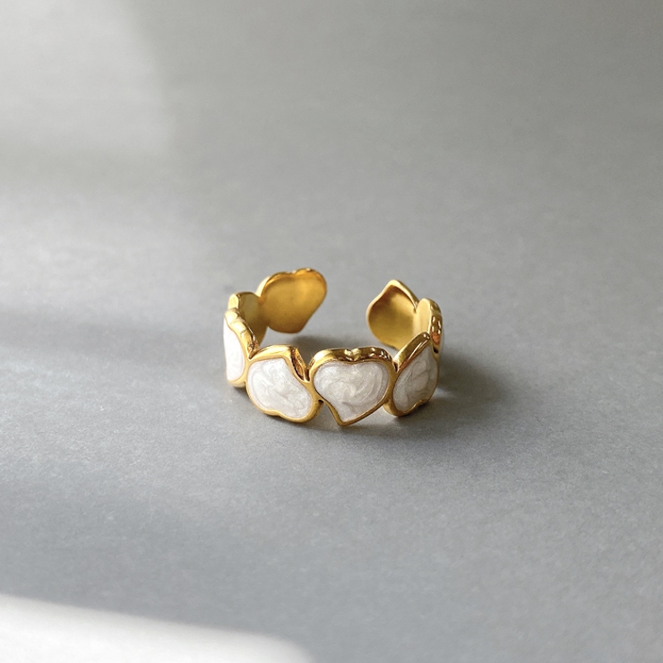 ホワイト | ドロップハートステンレスリング 指輪 レディース | FACION