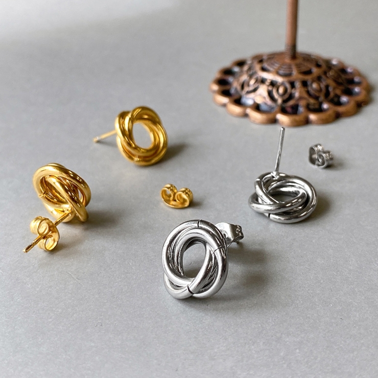 トリプルリングクロスステンレスピアス サージカルステンレス 金属アレルギー対応 | FACION | 詳細画像4 