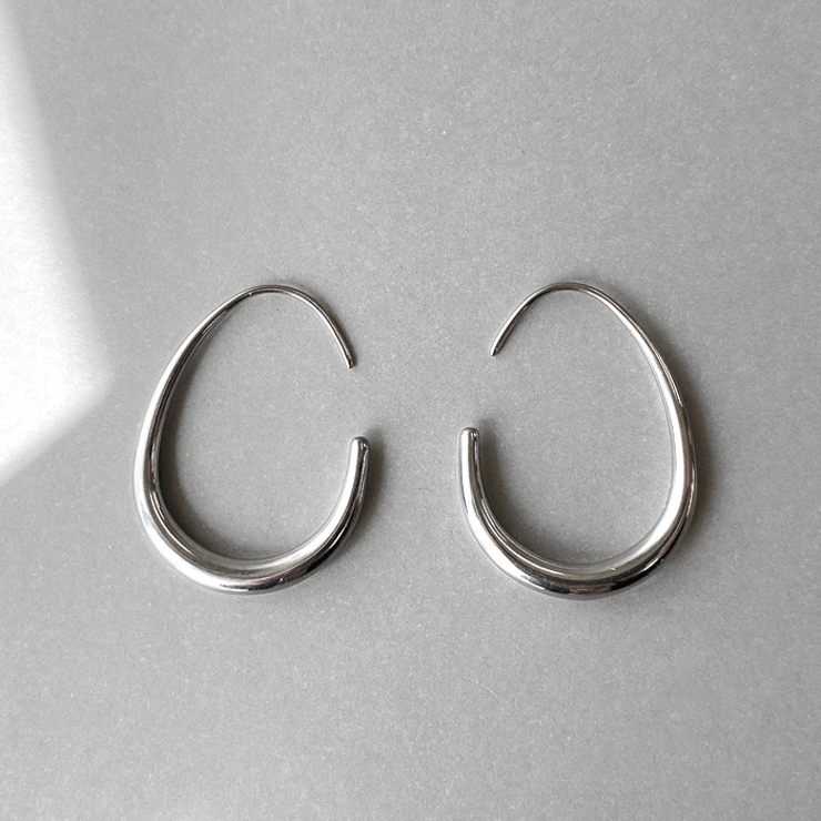シルバー 30mm | ドロップフープステンレスピアス アレルギー対応 金属アレルギー | FACION