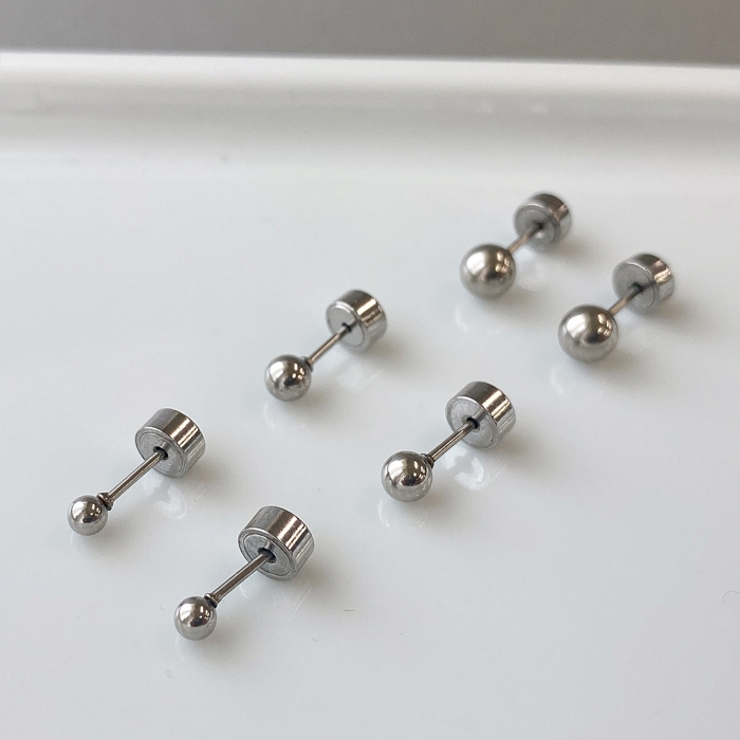 プッシュ式ボール型ステンレススタッドピアス 両耳用 ピアス | FACION | 詳細画像2 