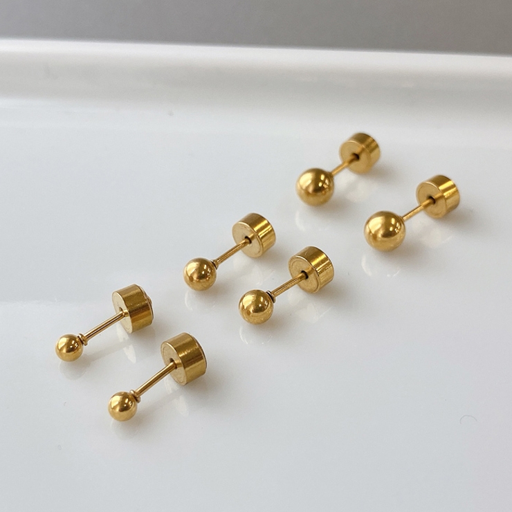 プッシュ式ボール型ステンレススタッドピアス 両耳用 ピアス | FACION | 詳細画像3 
