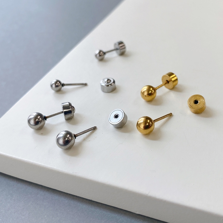 プッシュ式ボール型ステンレススタッドピアス 両耳用 ピアス | FACION | 詳細画像5 