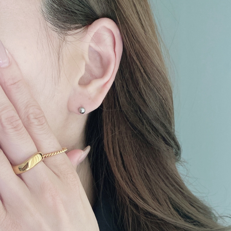 プッシュ式ボール型ステンレススタッドピアス 両耳用 ピアス | FACION | 詳細画像9 