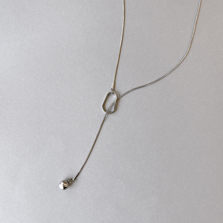 シルバー | オープンスクエアY字ロングチェーンネックレス ラリエット アレルギー対応 | FACION