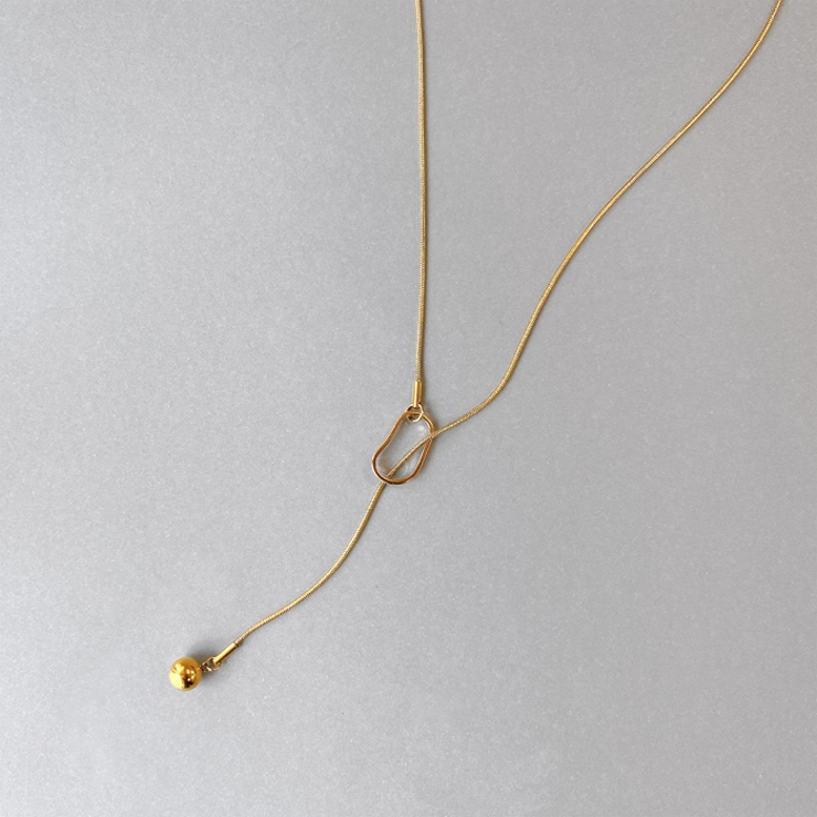 ゴールド | オープンスクエアY字ロングチェーンネックレス ラリエット アレルギー対応 | FACION