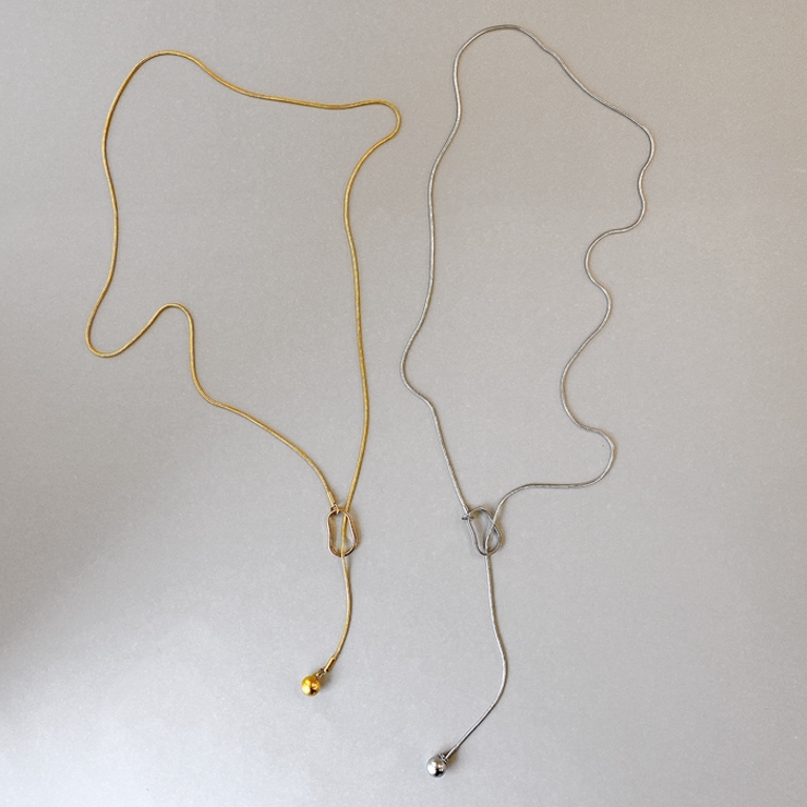 オープンスクエアY字ロングチェーンネックレス ラリエット アレルギー対応 | FACION | 詳細画像5 