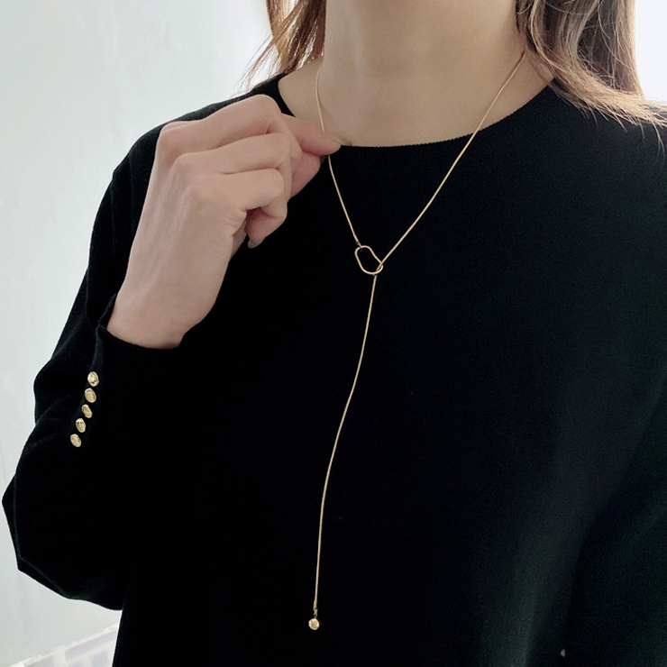 オープンスクエアY字ロングチェーンネックレス ラリエット アレルギー対応 | FACION | 詳細画像7 