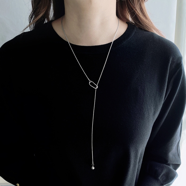 オープンスクエアY字ロングチェーンネックレス ラリエット アレルギー対応 | FACION | 詳細画像8 